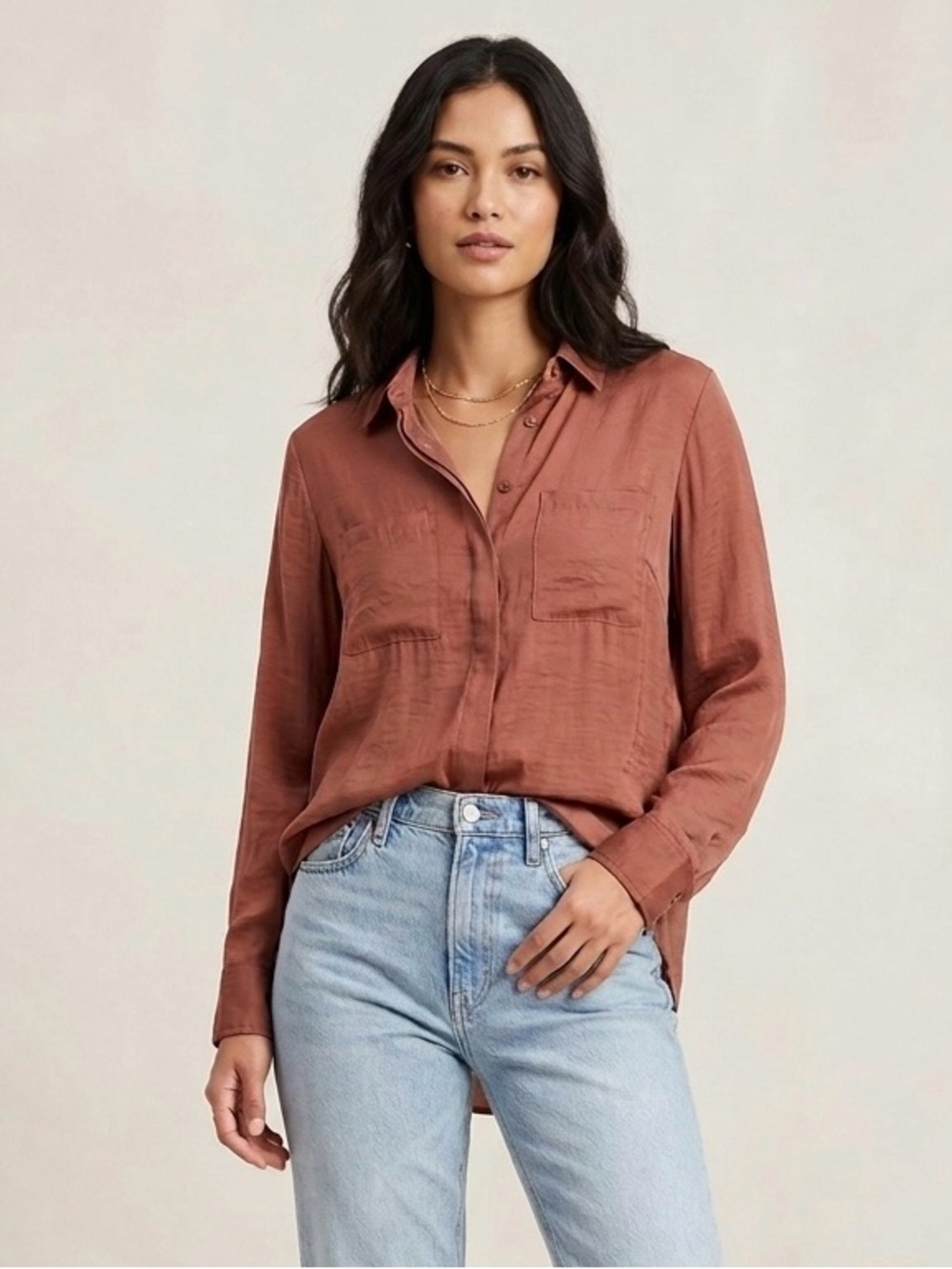 a new day Rust Button-Front Shirt